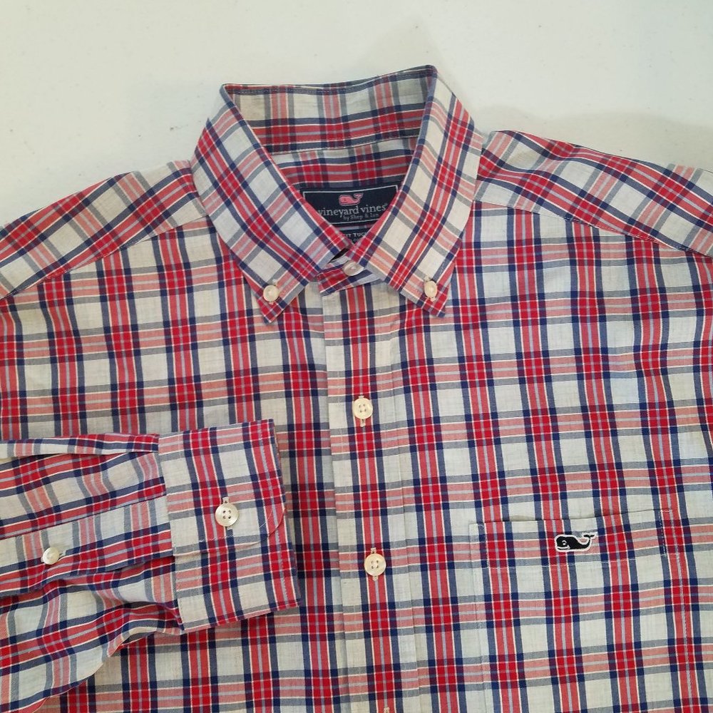 Vineyard Vines Classic Fit Tucker Shirt‎ Plaid Long Sleeve Mens Size Small